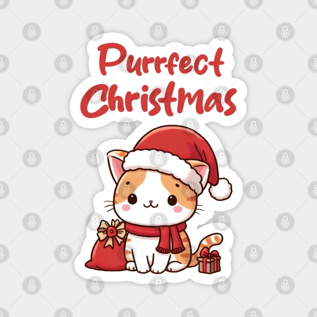 Purrfect Christmas Santa Kitty Cat Magnet by Takeda_Art