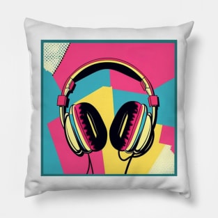 90s Pastel Retro Headphones Pillow