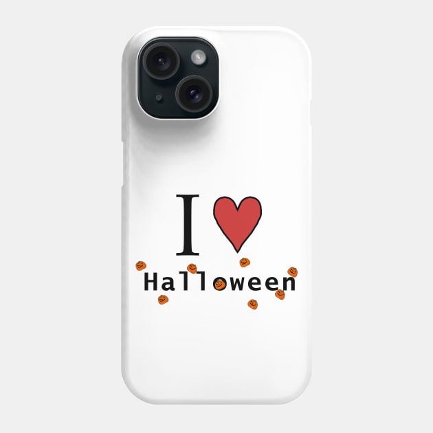 I Love Halloween and Creepy Horror Pumpkins Phone Case by ellenhenryart