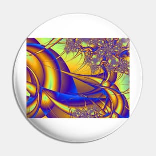 Blue and Gold Fractal Pattern Pin