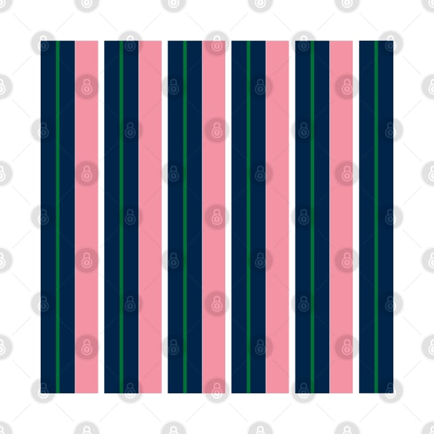 Navy, Pink, Green, White Preppy Stripes by PSCSCo