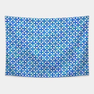 Geometric Flower Petal Pattern (Blue) Tapestry