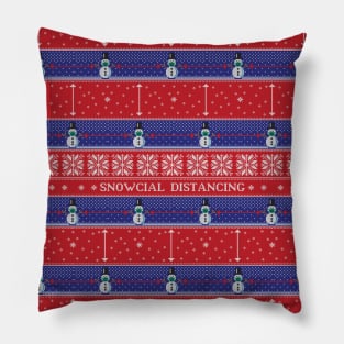 Snowcial Distancing - Funny Christmas Thanksgiving 2020 Ugly Fairisle Sweater Pillow