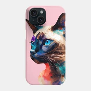 Siamese Cat Watercolor Funky Colors Phone Case