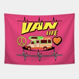 Van Life Heartbeat Hippie Campervan Tapestry