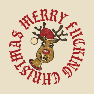 Funny Merry Fucking Christmas Reindeer Comic T-Shirt