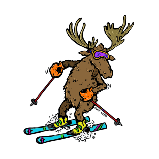Moose on Skis, a Skiing Moose, moose, skis, etc... T-Shirt