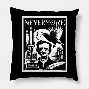 Nevermore - Edgar Allan Poe and the Raven - Goth Style Pillow