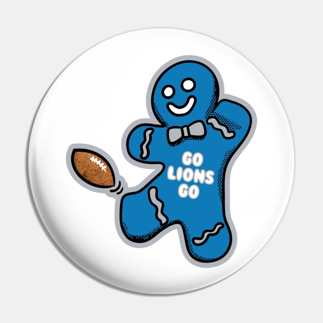 Detroit Lions Gingerbread Man Pin by Rad Love