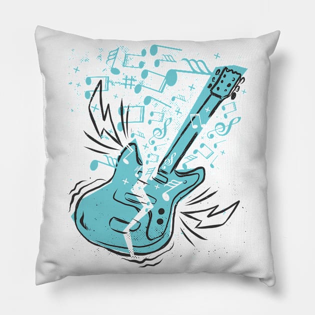 Guitar Musical Notes Pillow by MajorCompany