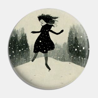 Girl excited and playing in the snow as the flakes begin to fall. Pin