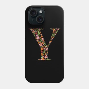 Retro Floral Letter Y Phone Case