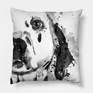 Black And White Half Faced Dalmatian Dog Pillow