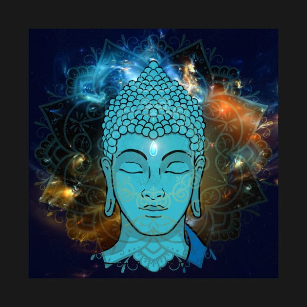 Buddha in the Galaxy Blue Face (background) by MandalaSoul