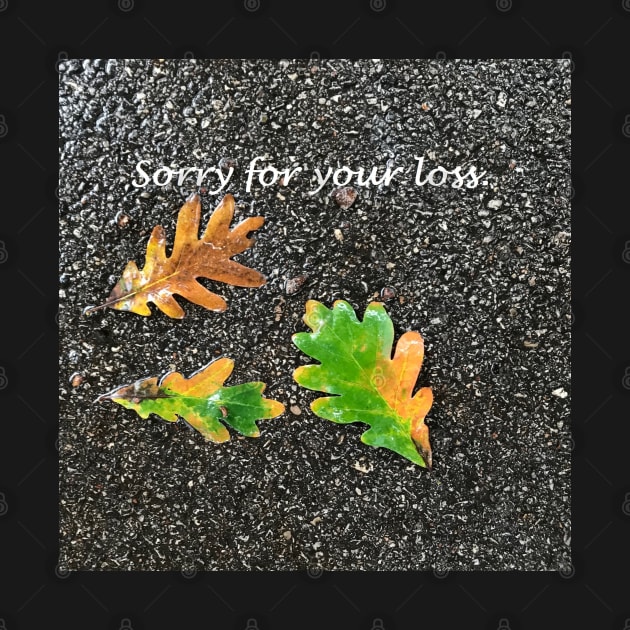 Sorry for your loss, sympathy card, autumn leaves in rain by djrunnels