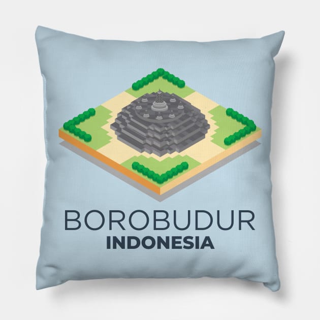 Borobudur Mahayana Buddhist Temple Java Indonesia Landmark Pillow by Celestial Crafts