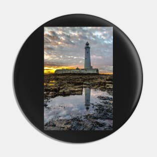 Sunset At St Marys Lighthouse Pin