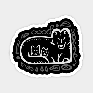 Wolf with Cubs "Wolf Mother Guardian" Magnet