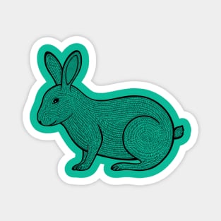 Rabbit Ink Art - hand drawn detailed animal design Magnet