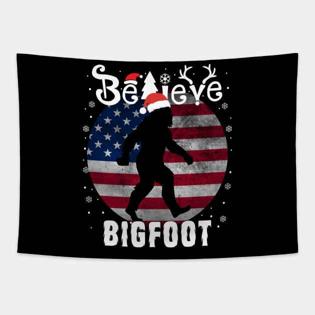 Bigfoot Believe Christmas Tapestry by sopiansentor8