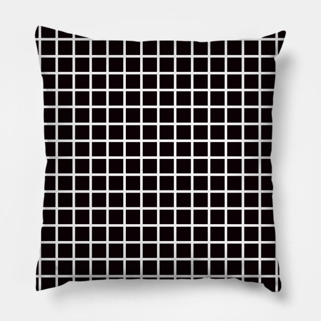 Black and White Graph Grid Pattern Pillow by squeakyricardo