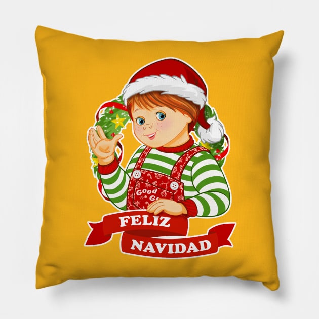 Child's Play - Feliz Navidad - Chucky Pillow by Ryans_ArtPlace