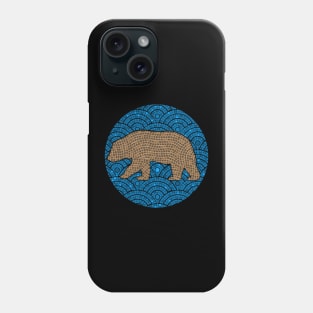 Mosaic California Brown Grizzly Bear Blue Tile Background Phone Case