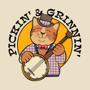 Pickin' and Grinnin' Banjo Cat T-Shirt