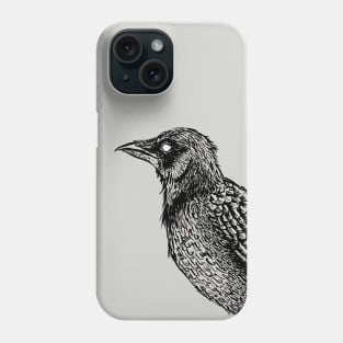 Raven Black And White Horror Gothic Ink Drawing Phone Case