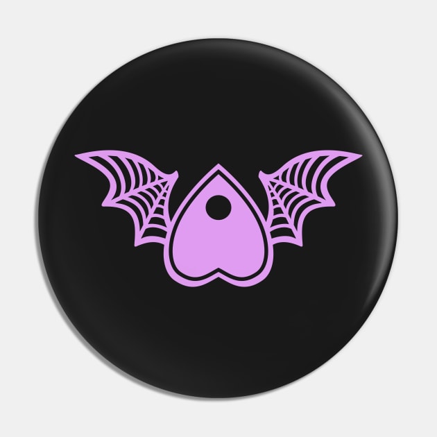 Planchette with Wings - Lavendar on Black Pin by AliceQuinn