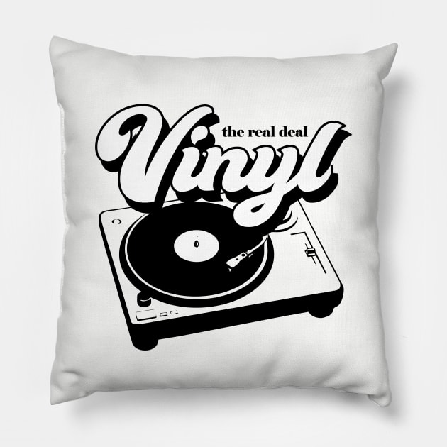 Vinyl Records - The Real Deal - Retro Record Player Turntable Pillow by SmokyKitten