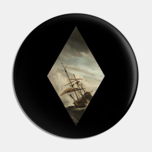 Minimalistic - Diamond oil painting of a ship Pin