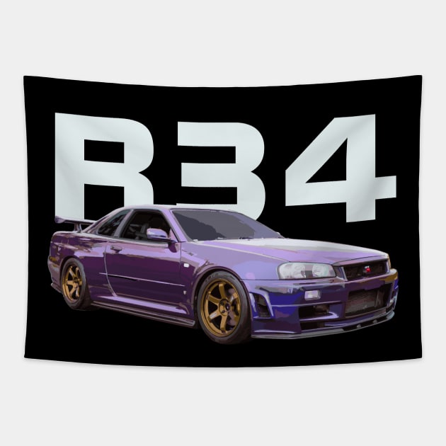 JDM CAR R34 bnr34 V-SPEC Midnight Purple III v-spec Tapestry by cowtown_cowboy