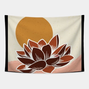 Minimalist Terracota Lotus Flower Tapestry