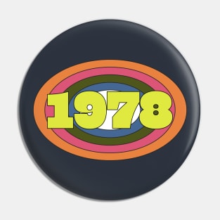 Yellow Year 1978 Rainbow Ellipse Vintage Typography Pin