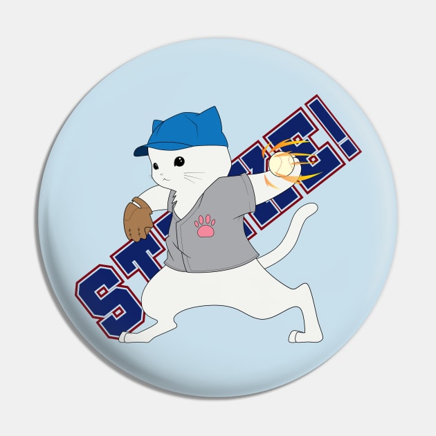 Baseball Pitcher Cat Pin by The Kitten Gallery