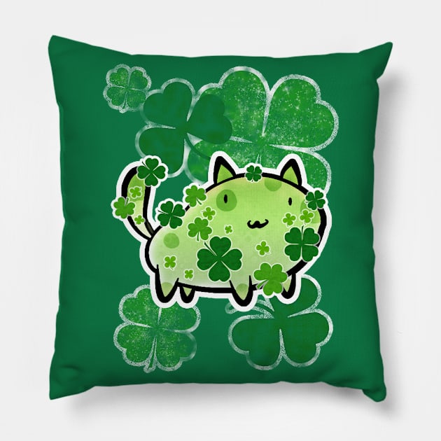 Green Clover Cat Pillow by saradaboru