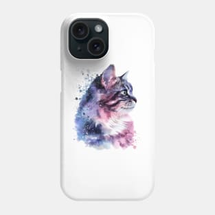 Siberian Cat Water Color Pop Art Design for Cat Lover Phone Case