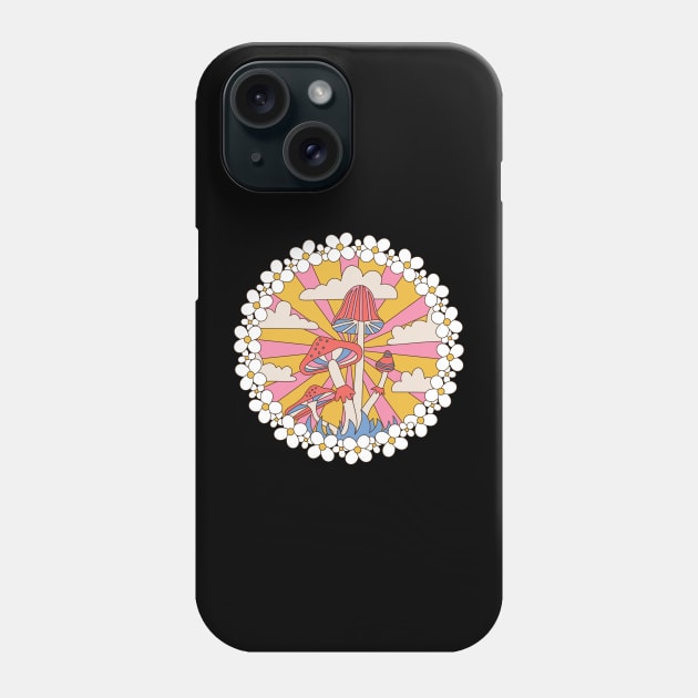 Groovy floral and mushroom colorful retro vintage Phone Case by RedCrunch