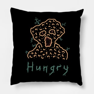 Hungry Alien Head, Ufo Monster, Versecism Art Pillow