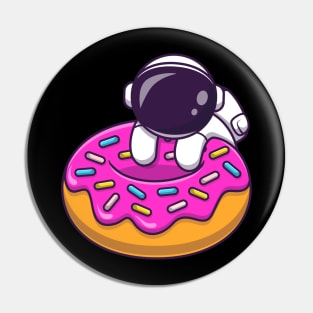 Cute Astronaut With Doughnut Cartoon Pin