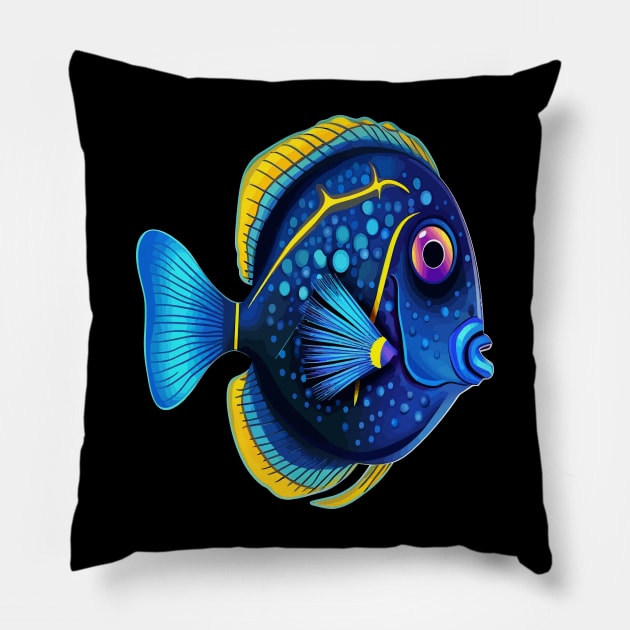 Blue Tang Smiling Pillow by JH Mart