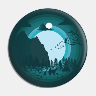 wilderness Silhouette Illustration Pin