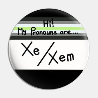 Hi my pronouns are - Xe/Xem - Agender pride Pin