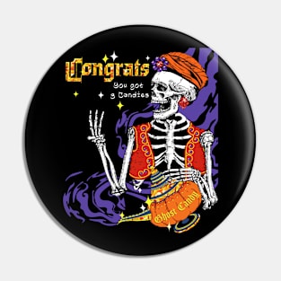 Skeleton Ghost Candy Halloween Pin