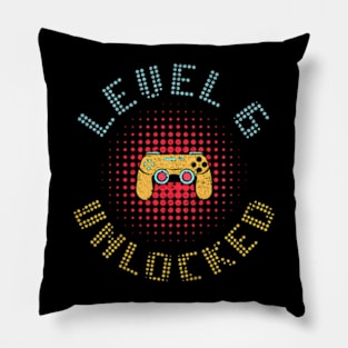 Kids Level 6 Unlocked 6Th Video Gamer Birthday Pillow