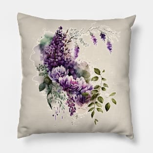Delicate Purple and Cream Bouquet Pillow