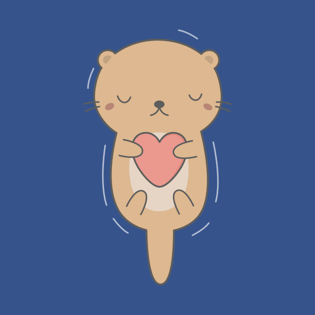 Kawaii Cute Otter Hugging A Heart by wordsberry