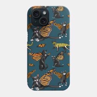 Monarch Flitter Kitties with Cat-erpillar Dark Teal Phone Case