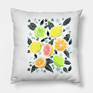 Assorted Watercolor Citrus Pattern - Green Pillow